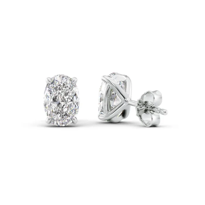 2 CTW Stud Earrings Set With Oval Lab Diamonds - Image 4