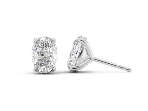 2 CTW Stud Earrings Set With Oval Lab Diamonds
