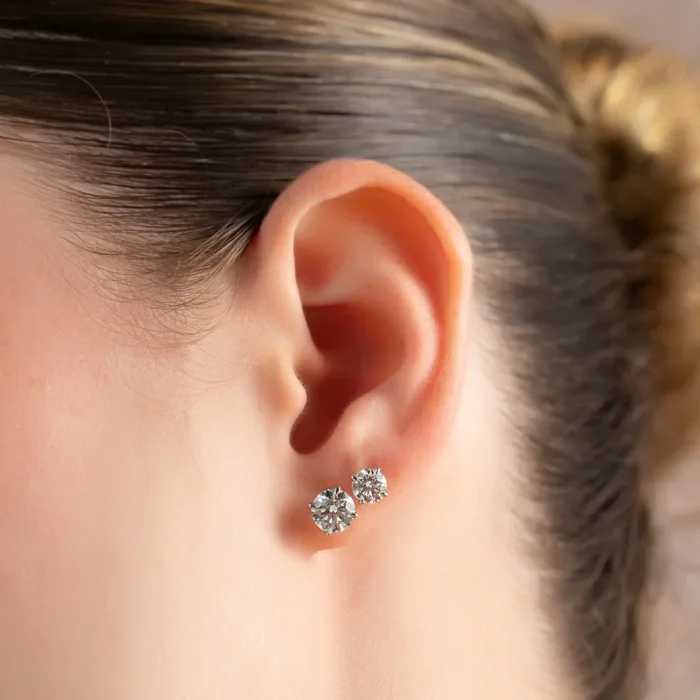 2 CTW Stud Earrings Set With Round Lab Diamonds - Image 3